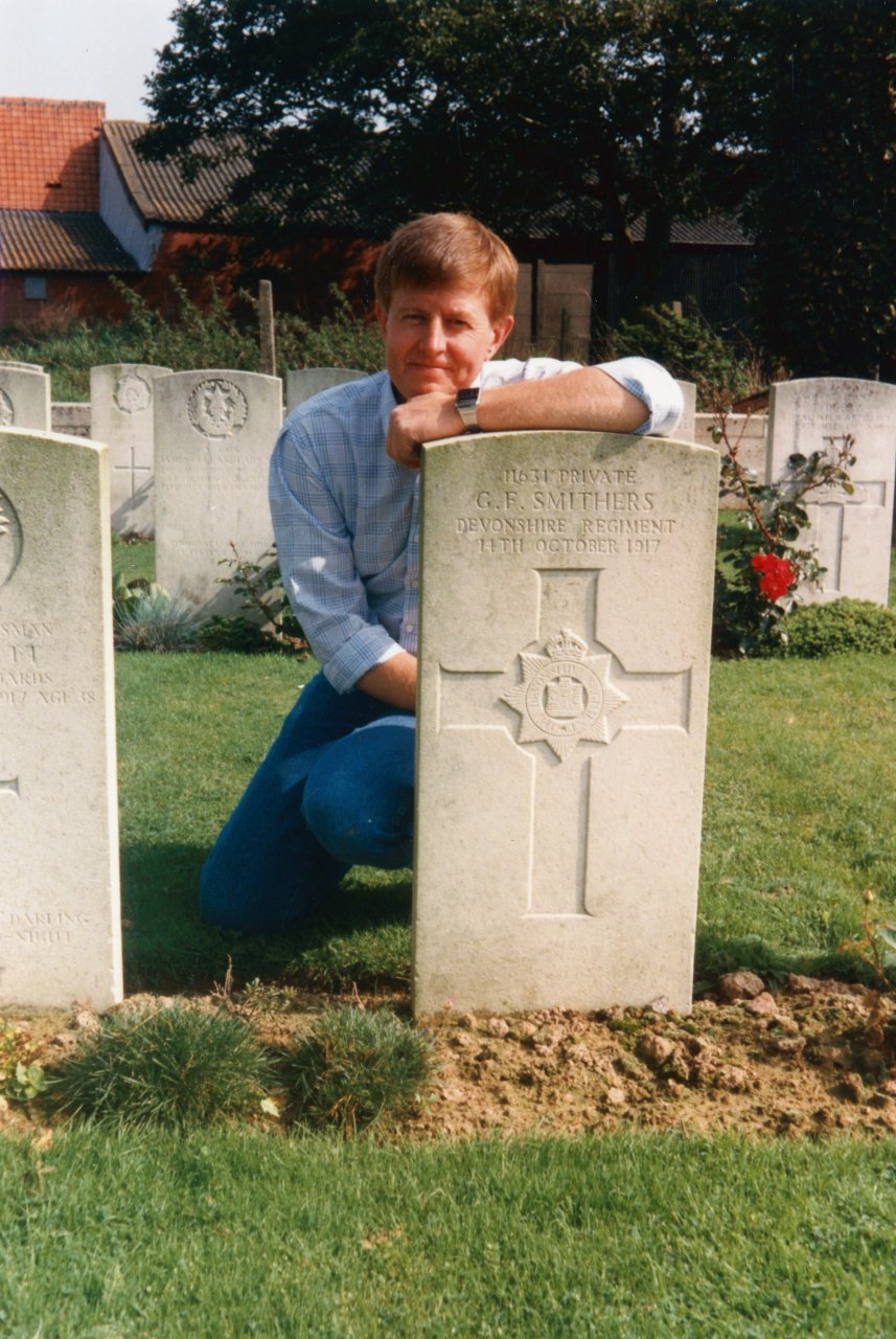 Adrian at his grandfathers grave May 1988